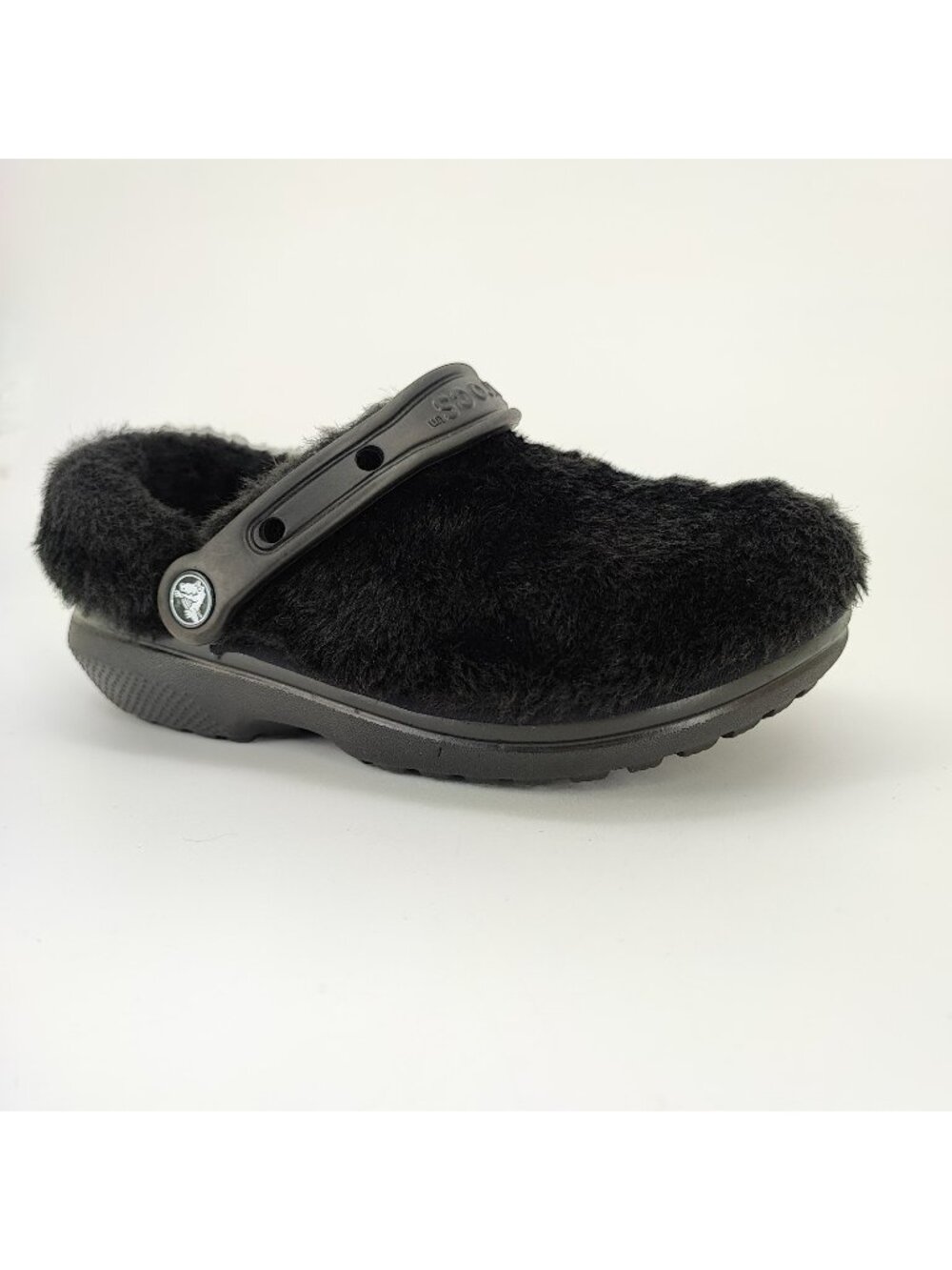 Crocs Classic Fur Sure Women's Size 6 Sandals Croslite Black Faux Fur Clogs